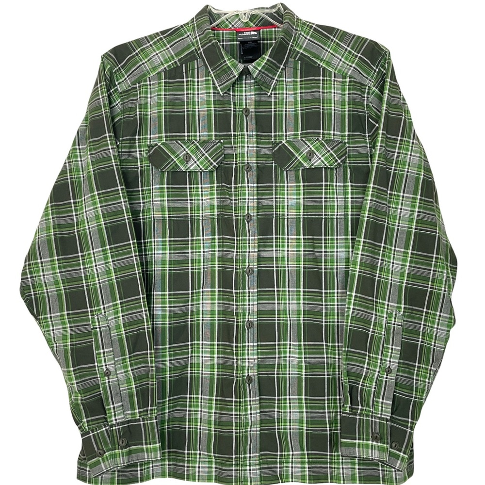 The North Face Men's Long Sleeve Green Plaid Button Shirt Size L